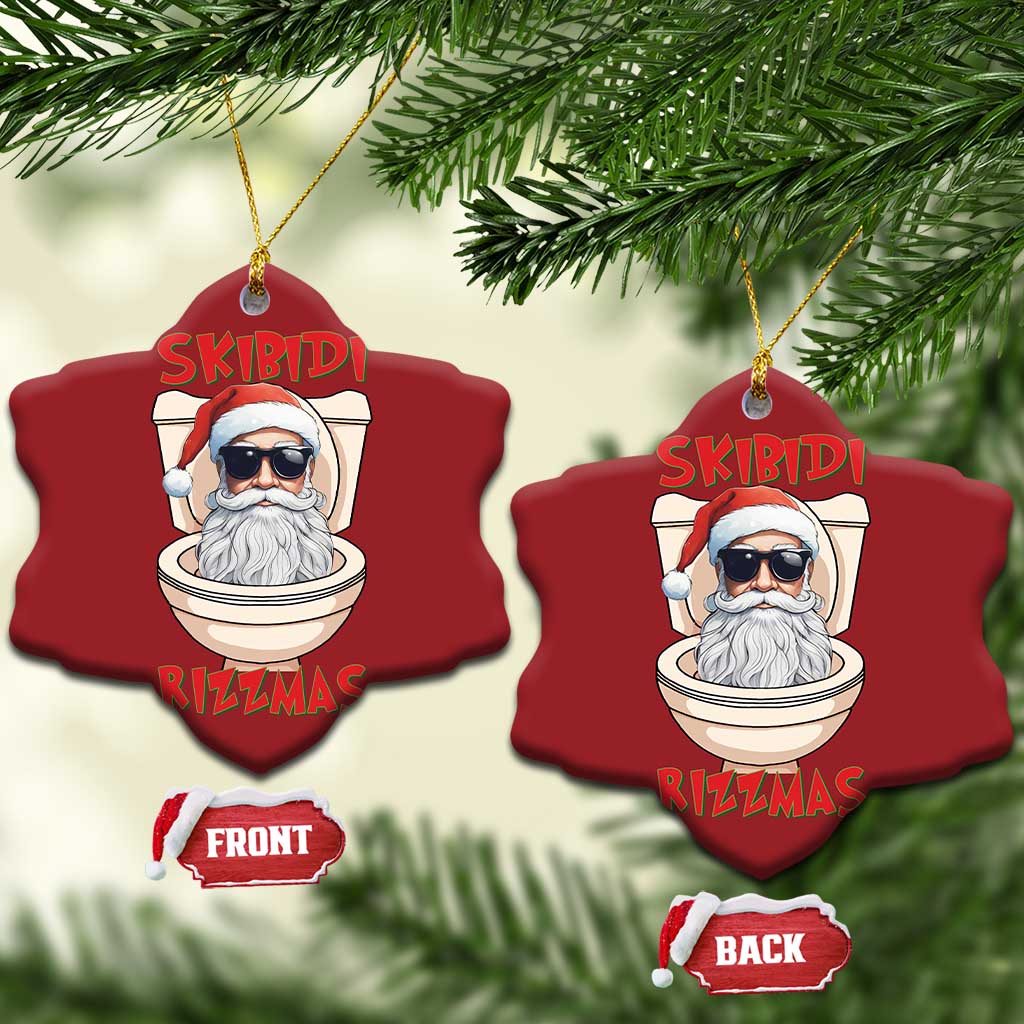 Funny Skibidi Rizzmas Santa Toilet Meme Christmas Ornament TS09