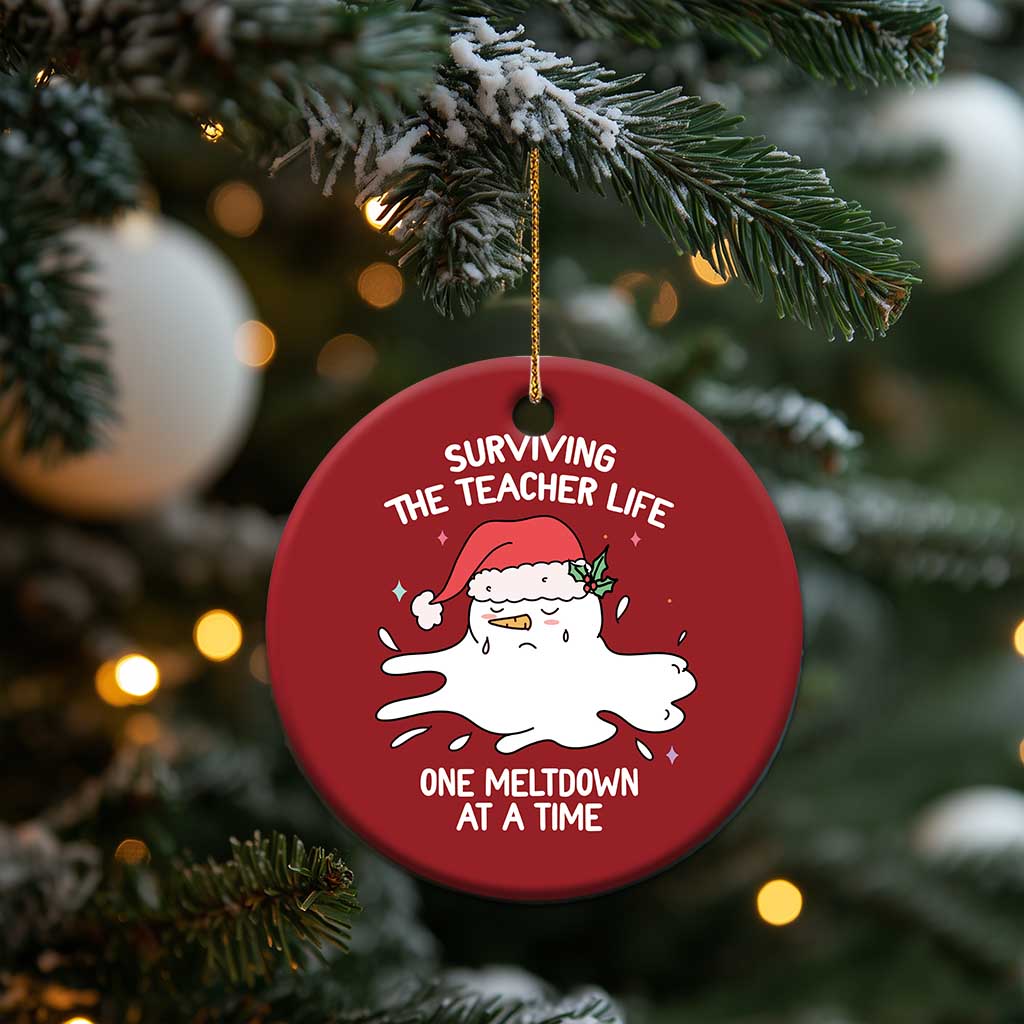 Funny Xmas Teacher Christmas Ornament Surviving The Teacher Life One Meltdown At A Time TS09