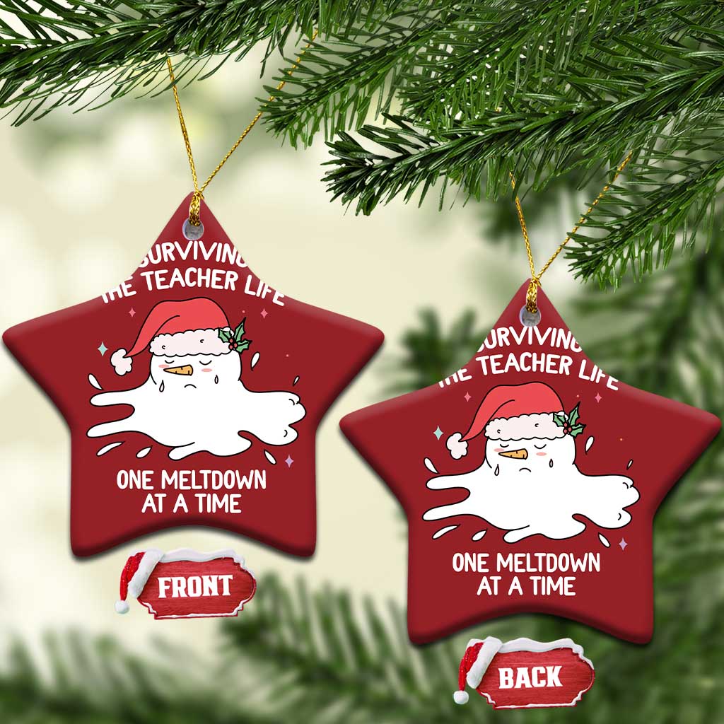 Funny Xmas Teacher Christmas Ornament Surviving The Teacher Life One Meltdown At A Time TS09
