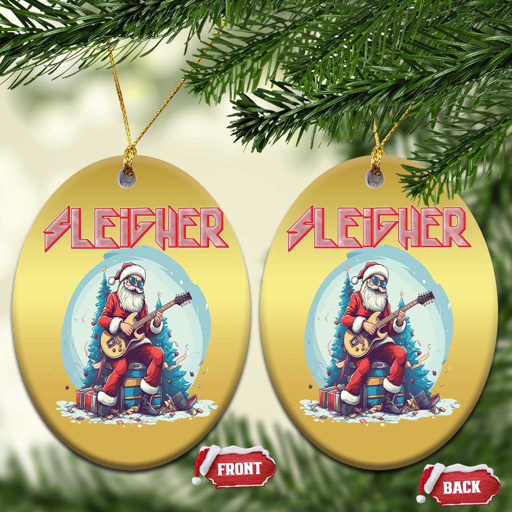 Xmas Heavy Metal Christmas Ornament Sleigher Hail Santa Playing Guitar TS09
