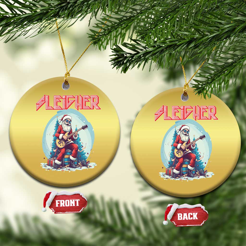 Xmas Heavy Metal Christmas Ornament Sleigher Hail Santa Playing Guitar TS09