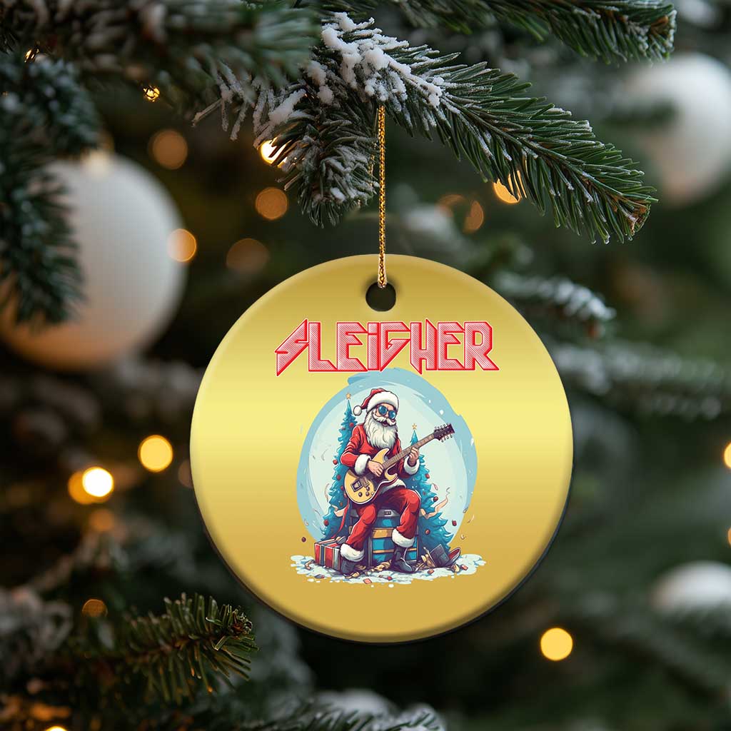 Xmas Heavy Metal Christmas Ornament Sleigher Hail Santa Playing Guitar TS09