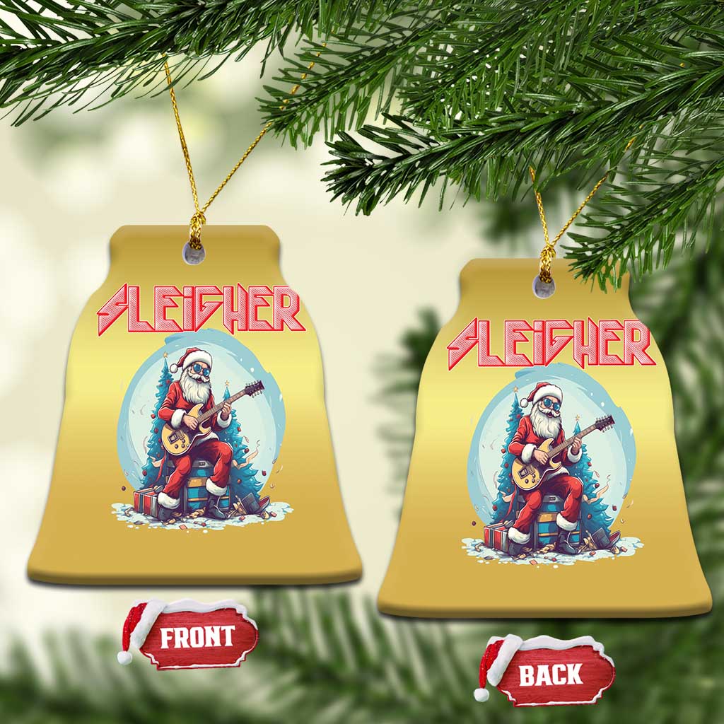 Xmas Heavy Metal Christmas Ornament Sleigher Hail Santa Playing Guitar TS09