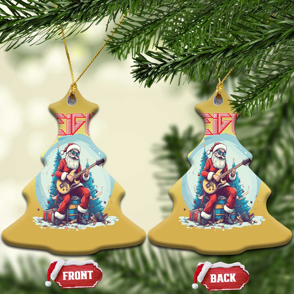 Xmas Heavy Metal Christmas Ornament Sleigher Hail Santa Playing Guitar TS09
