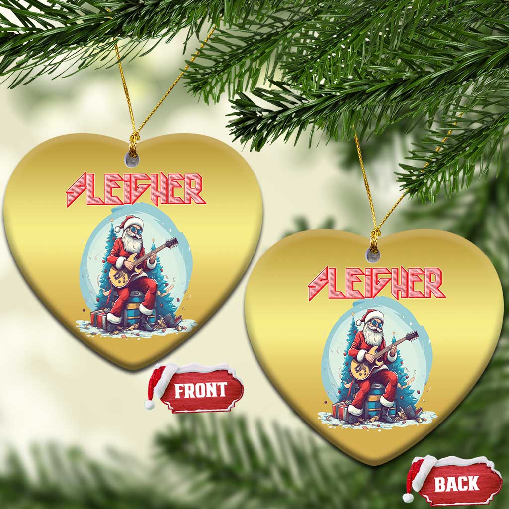 Xmas Heavy Metal Christmas Ornament Sleigher Hail Santa Playing Guitar TS09