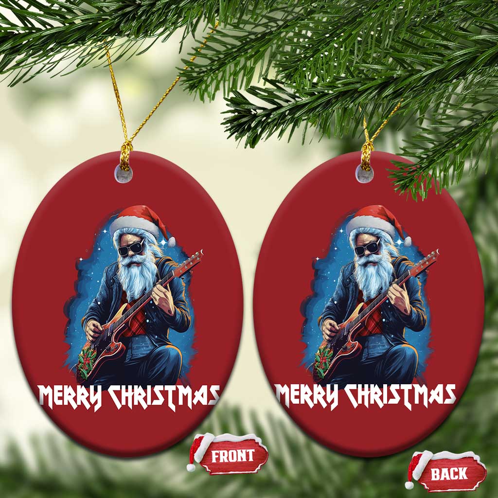 Xmas Rock Lover Christmas Ornament Sleigher Hail Santa Electric Guitar TS09