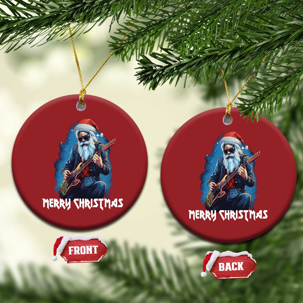 Xmas Rock Lover Christmas Ornament Sleigher Hail Santa Electric Guitar TS09
