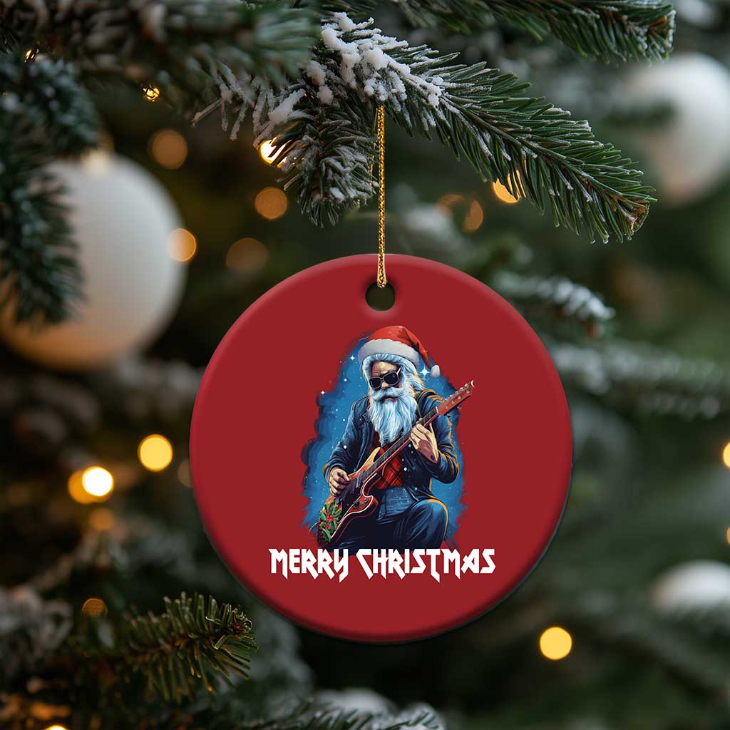Xmas Rock Lover Christmas Ornament Sleigher Hail Santa Electric Guitar TS09