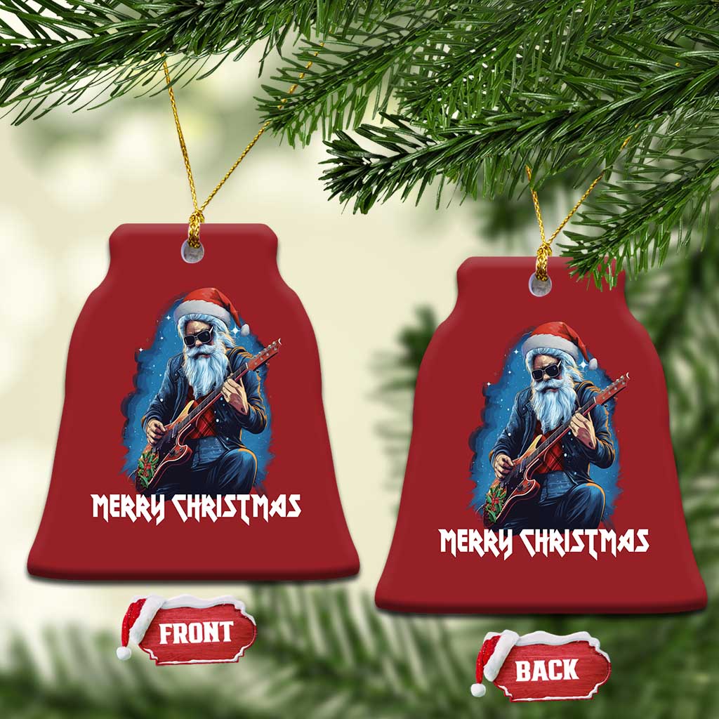 Xmas Rock Lover Christmas Ornament Sleigher Hail Santa Electric Guitar TS09