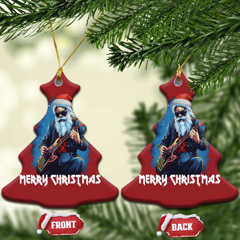 Xmas Rock Lover Christmas Ornament Sleigher Hail Santa Electric Guitar TS09