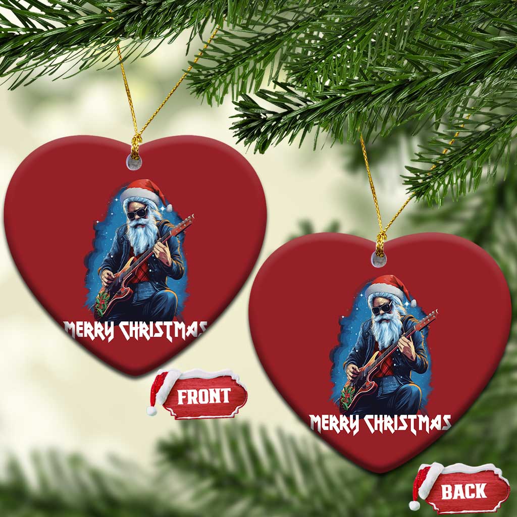 Xmas Rock Lover Christmas Ornament Sleigher Hail Santa Electric Guitar TS09