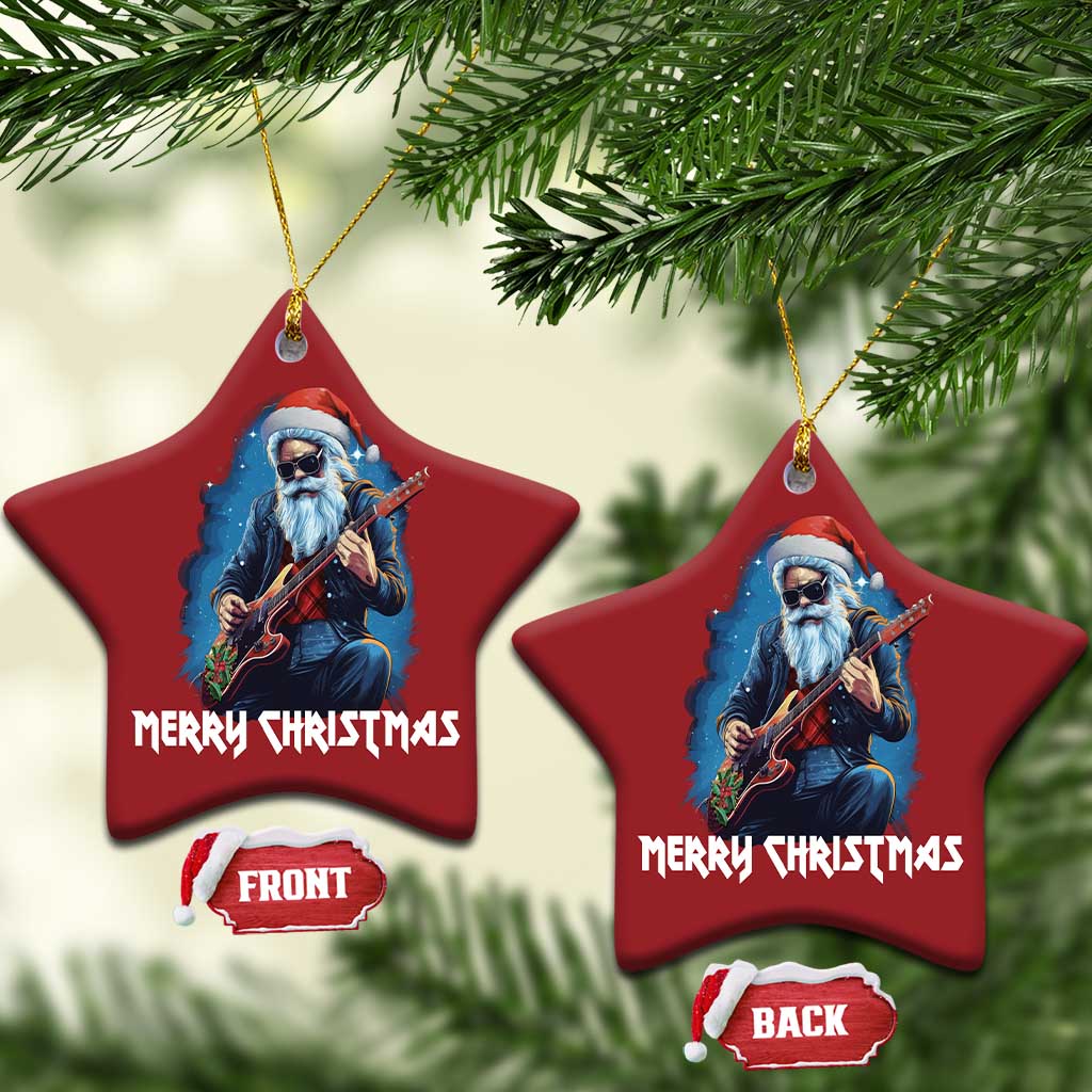 Xmas Rock Lover Christmas Ornament Sleigher Hail Santa Electric Guitar TS09