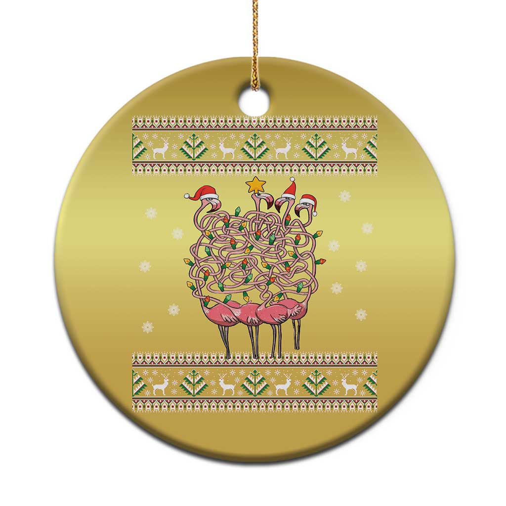 Funny Flamingo Family Xmas Light Tangled Christmas Ornament TS09