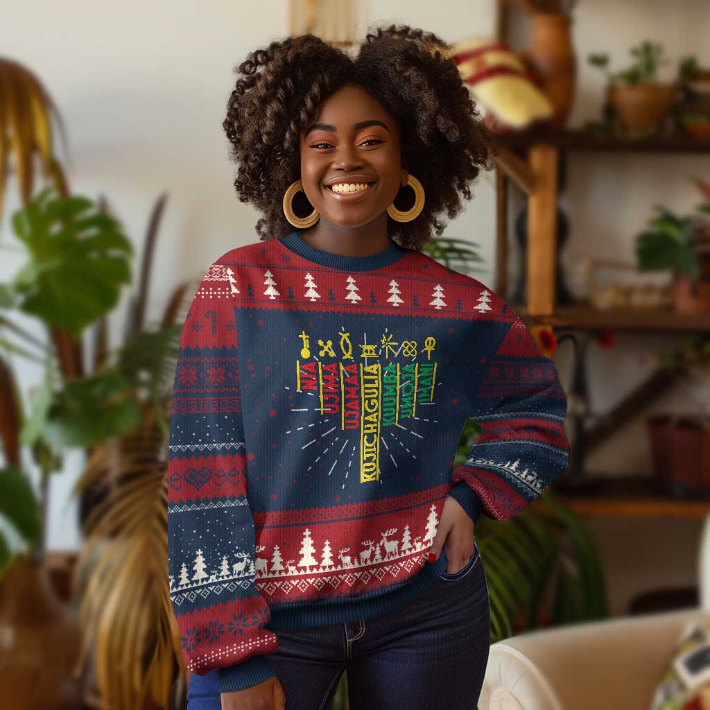 African American Christmas Ugly Christmas Sweater 7 Principles Of Kwanzaa TS09