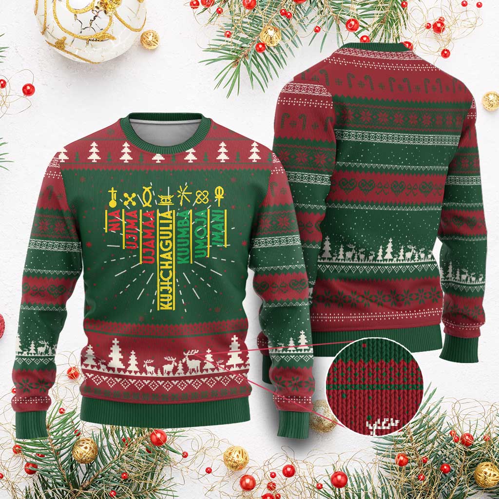 African American Christmas Ugly Christmas Sweater 7 Principles Of Kwanzaa TS09