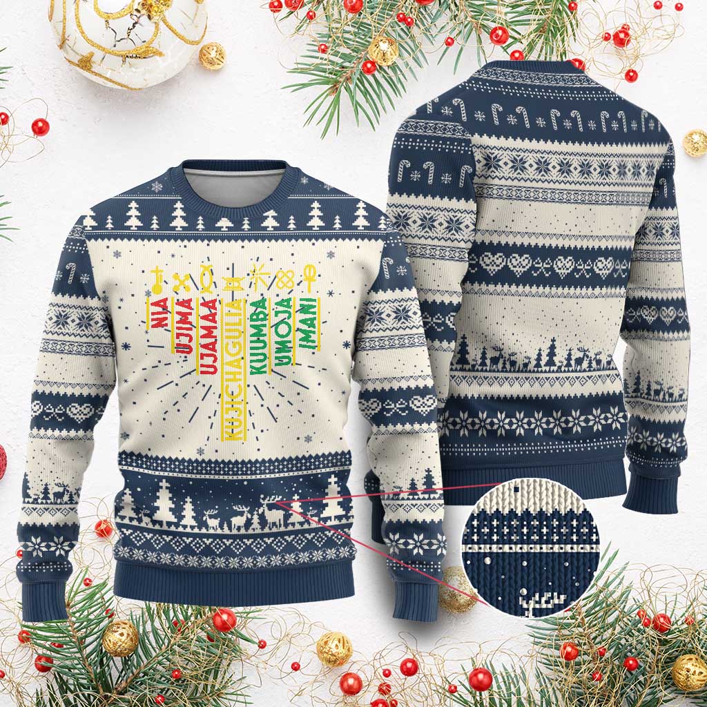 African American Christmas Ugly Christmas Sweater 7 Principles Of Kwanzaa TS09
