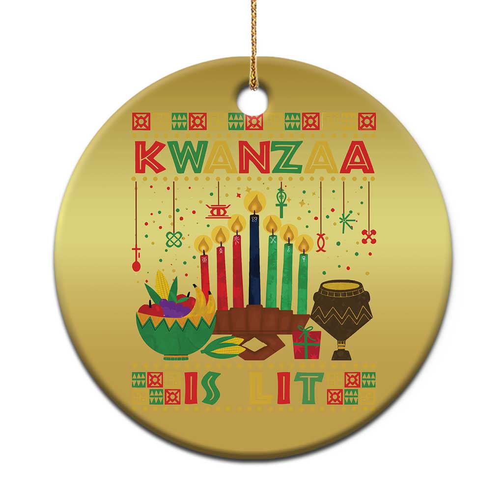 African American Kwanzaa Is Lit Christmas Ornament TS09