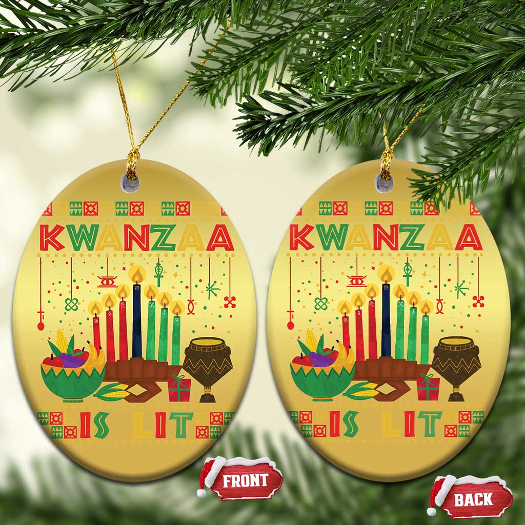 African American Kwanzaa Is Lit Christmas Ornament TS09