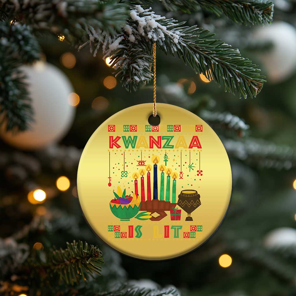 African American Kwanzaa Is Lit Christmas Ornament TS09