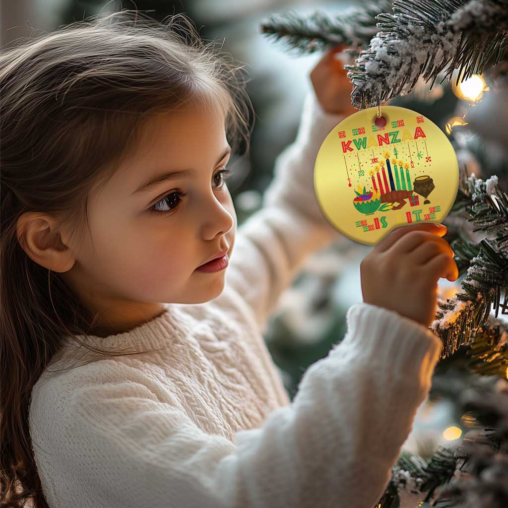African American Kwanzaa Is Lit Christmas Ornament TS09