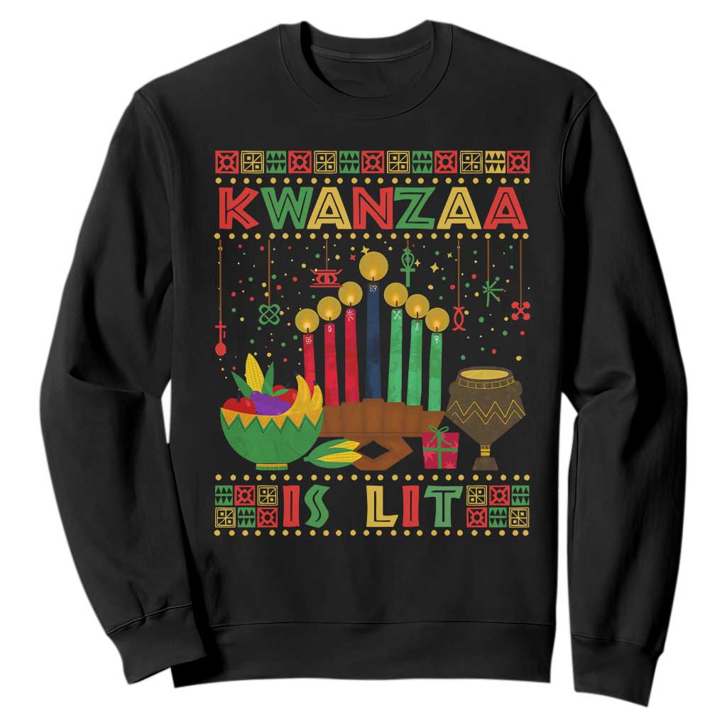 African American Xmas Kwanzaa Is Lit Sweatshirt TS09