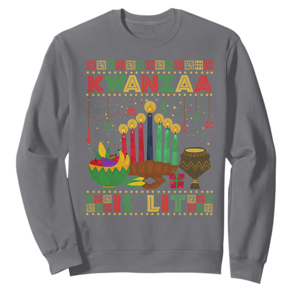 African American Xmas Kwanzaa Is Lit Sweatshirt TS09