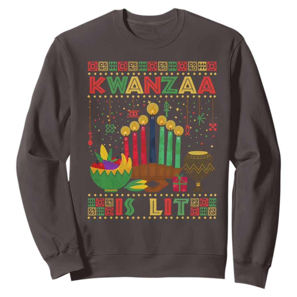 African American Xmas Kwanzaa Is Lit Sweatshirt TS09