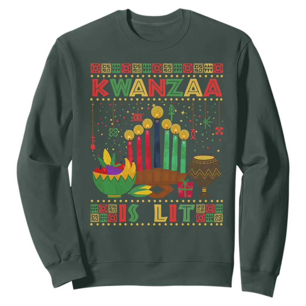 African American Xmas Kwanzaa Is Lit Sweatshirt TS09