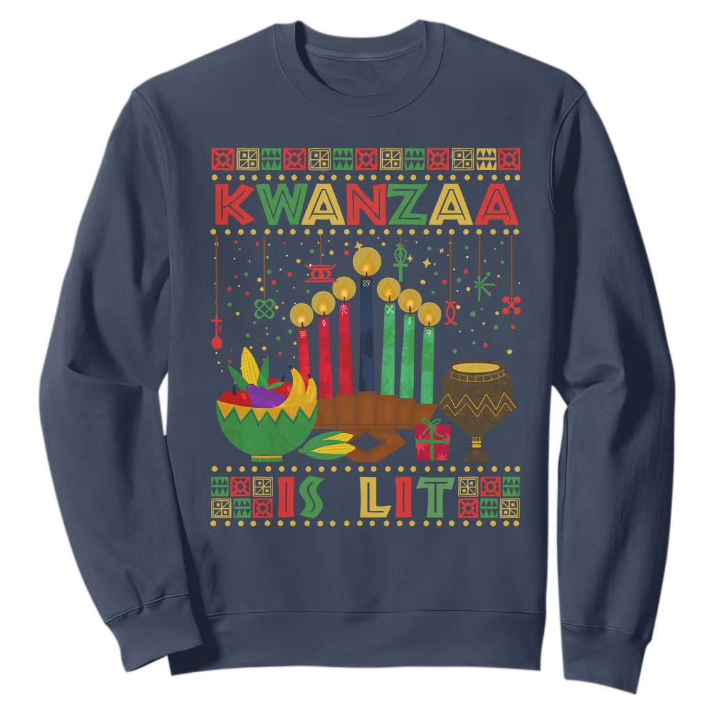 African American Xmas Kwanzaa Is Lit Sweatshirt TS09