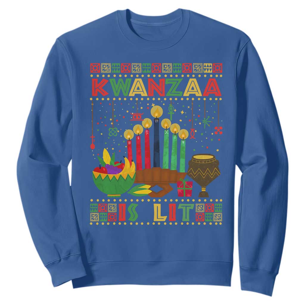 African American Xmas Kwanzaa Is Lit Sweatshirt TS09