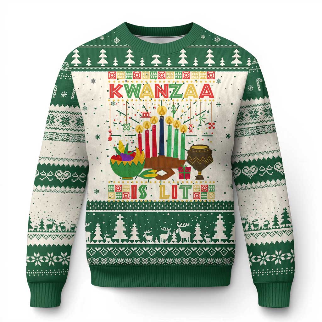 African American Xmas Kwanzaa Is Lit Ugly Christmas Sweater TS09