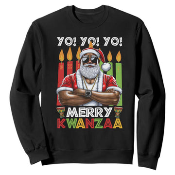 Merry Kwanzaa Sweatshirt Black Christmas African American Santa TS09
