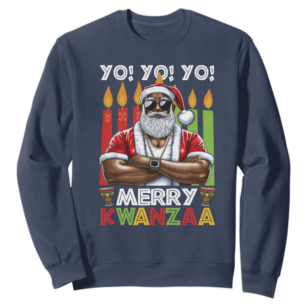 Merry Kwanzaa Sweatshirt Black Christmas African American Santa TS09