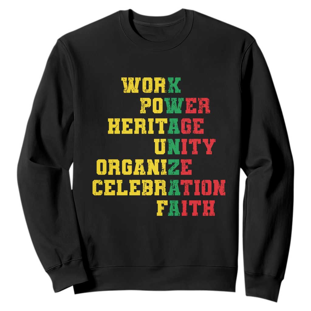 African American Christmas Kwanzaa Sweatshirt Work Power Heritage Unity Organize Celebration Faith TS09
