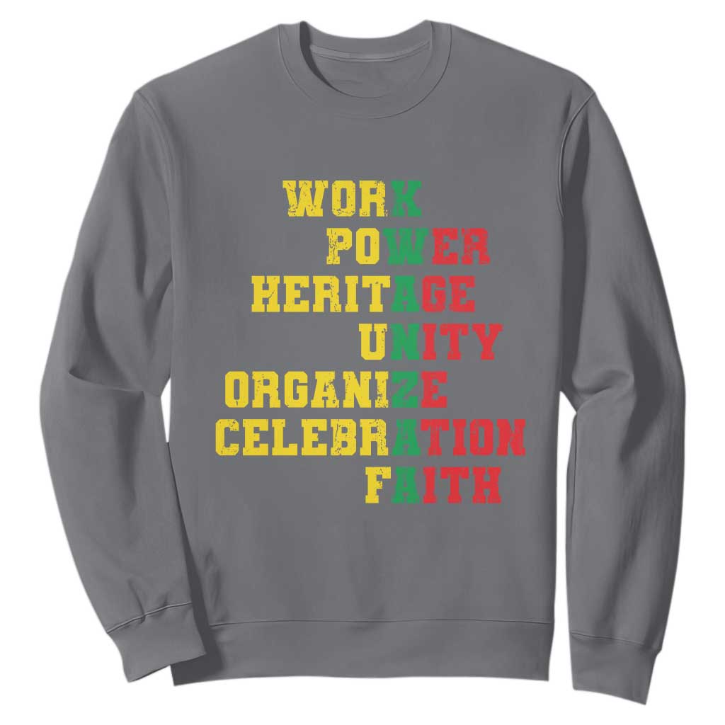 African American Christmas Kwanzaa Sweatshirt Work Power Heritage Unity Organize Celebration Faith TS09