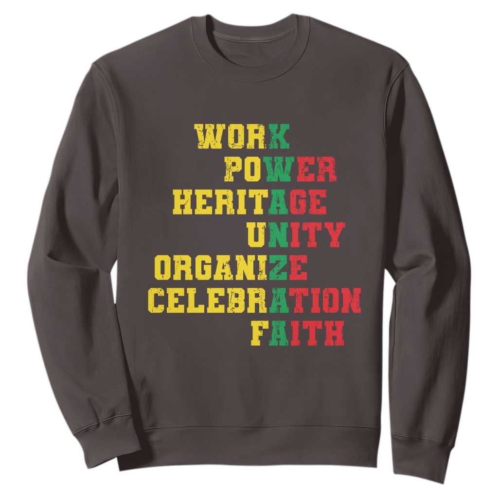 African American Christmas Kwanzaa Sweatshirt Work Power Heritage Unity Organize Celebration Faith TS09