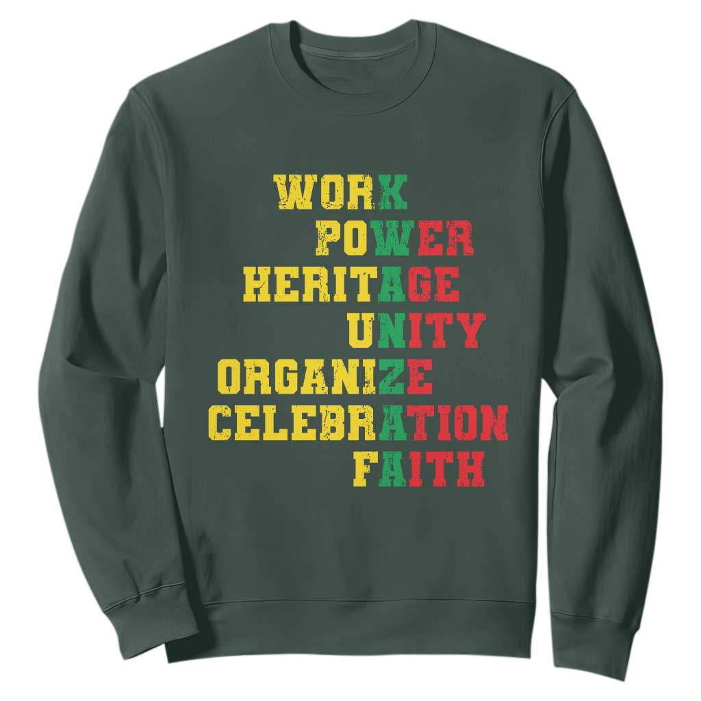 African American Christmas Kwanzaa Sweatshirt Work Power Heritage Unity Organize Celebration Faith TS09
