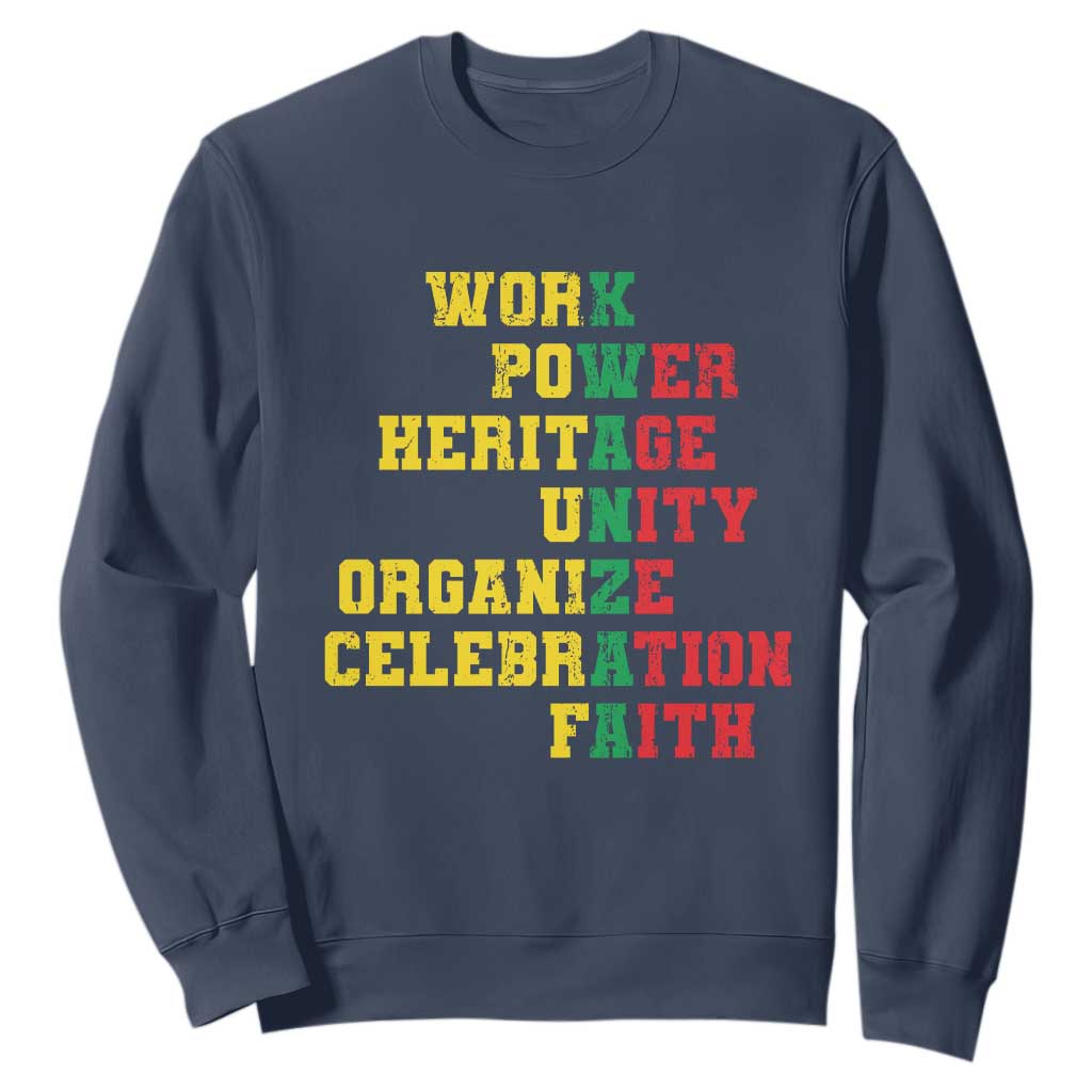 African American Christmas Kwanzaa Sweatshirt Work Power Heritage Unity Organize Celebration Faith TS09