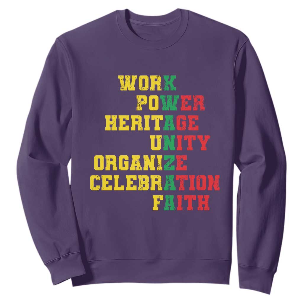African American Christmas Kwanzaa Sweatshirt Work Power Heritage Unity Organize Celebration Faith TS09