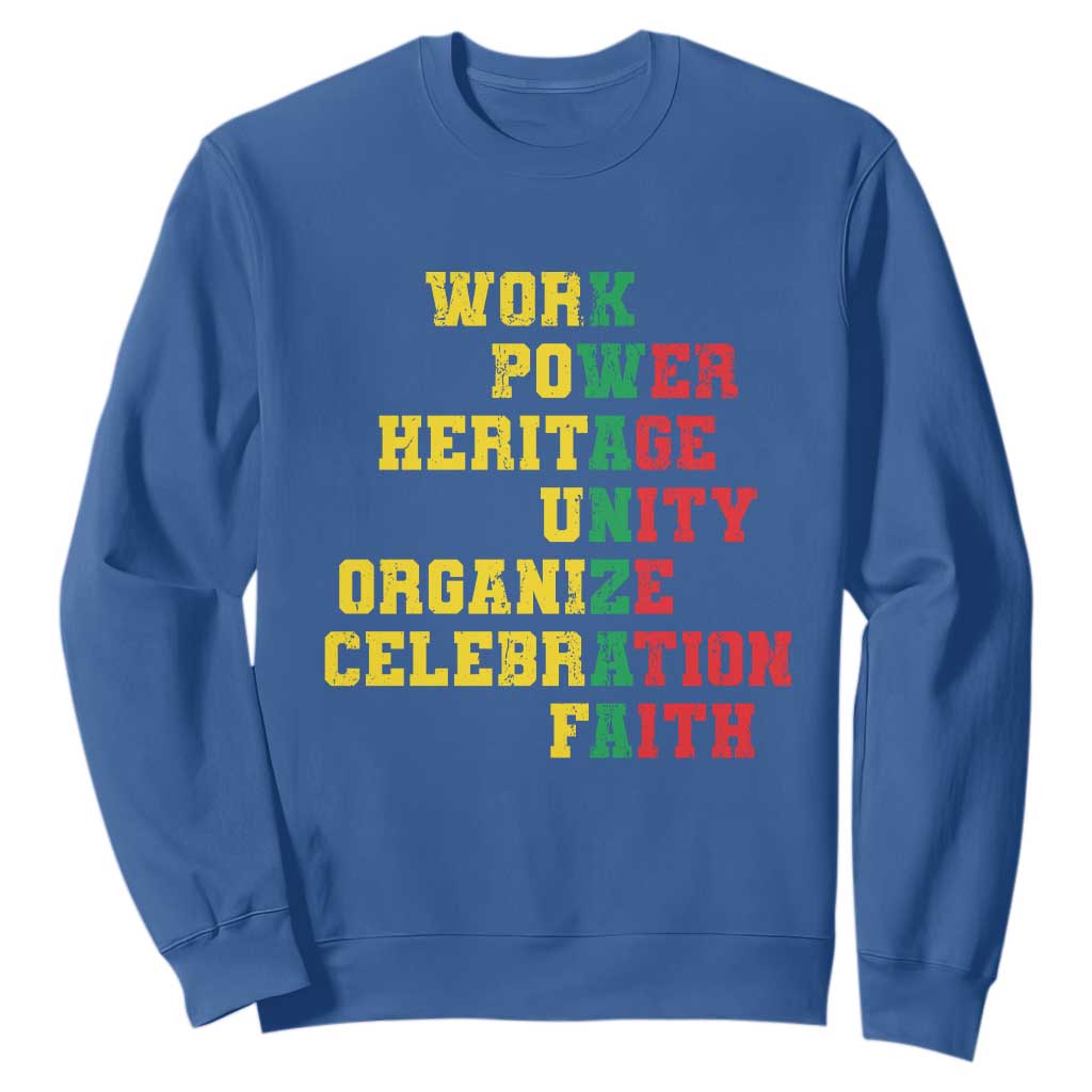 African American Christmas Kwanzaa Sweatshirt Work Power Heritage Unity Organize Celebration Faith TS09