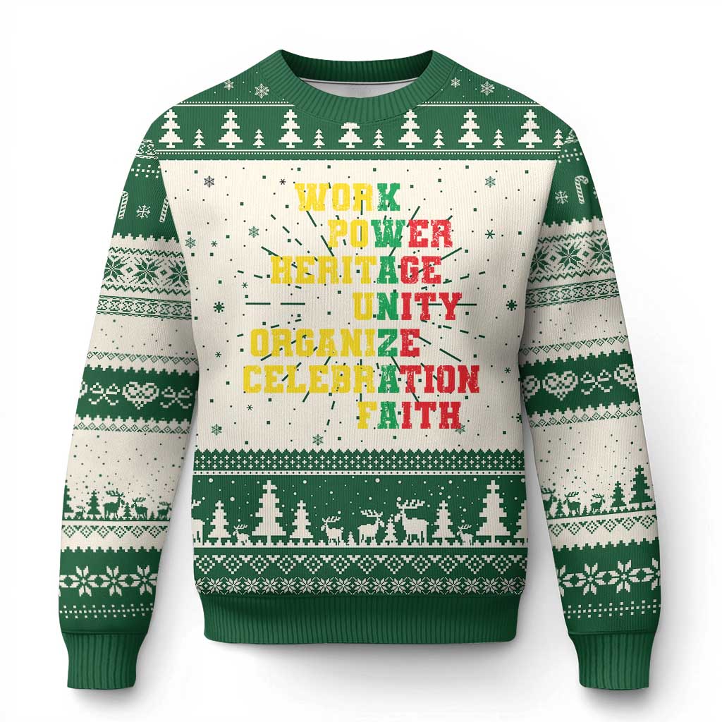 African American Christmas Kwanzaa Ugly Christmas Sweater Work Power Heritage Unity Organize Celebration Faith TS09