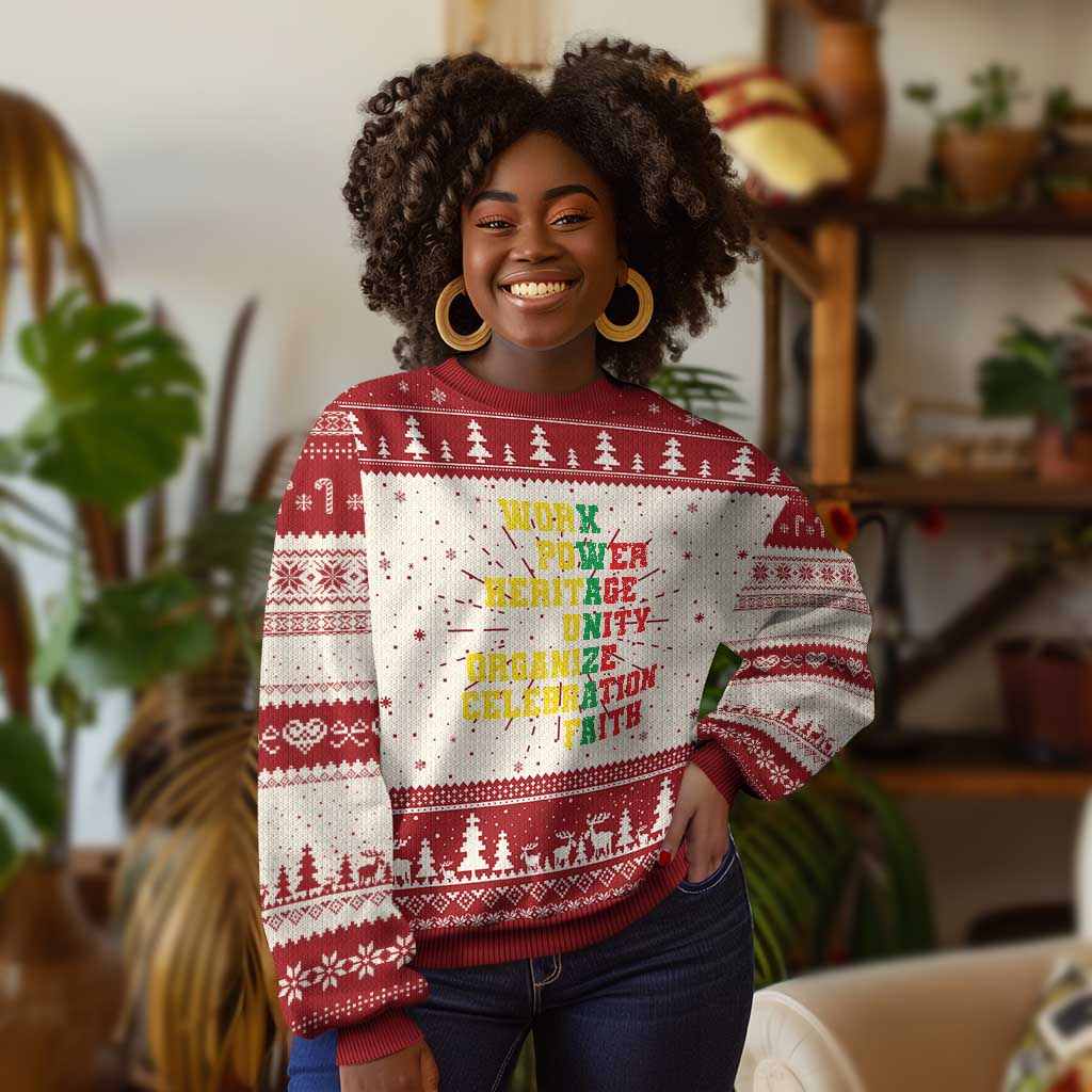 African American Christmas Kwanzaa Ugly Christmas Sweater Work Power Heritage Unity Organize Celebration Faith TS09