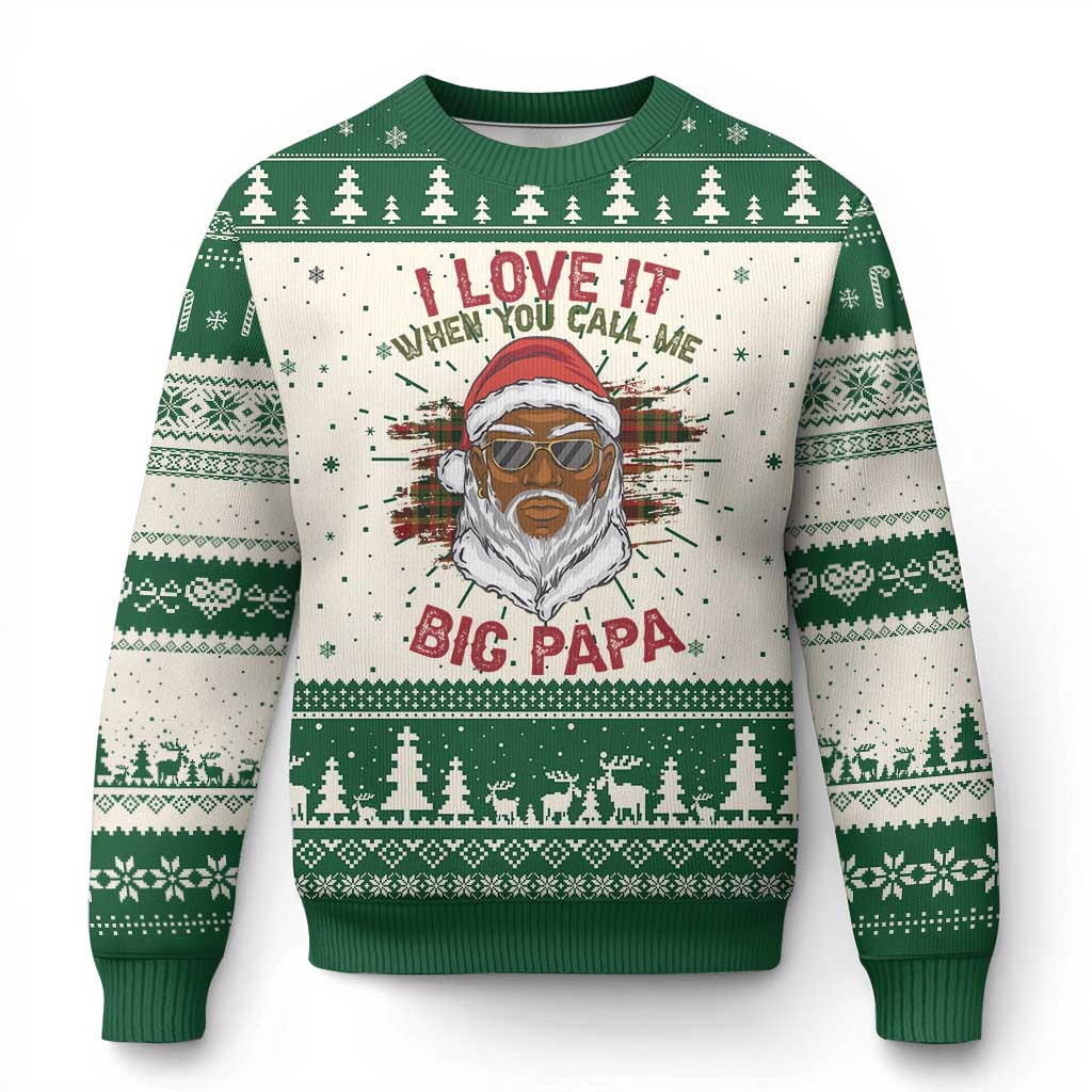 African American Christmas Santa Kwanzaa Ugly Christmas Sweater I Love It When You Call Me Big Papa TS09