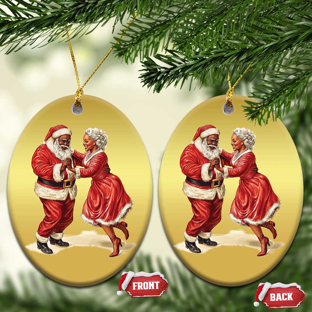 African American Xmas Christmas Ornament Black Santa Mr Mrs Claus Dancing TS09