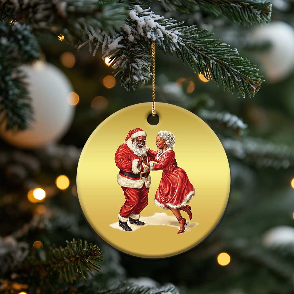 African American Xmas Christmas Ornament Black Santa Mr Mrs Claus Dancing TS09