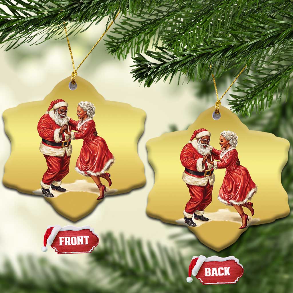 African American Xmas Christmas Ornament Black Santa Mr Mrs Claus Dancing TS09
