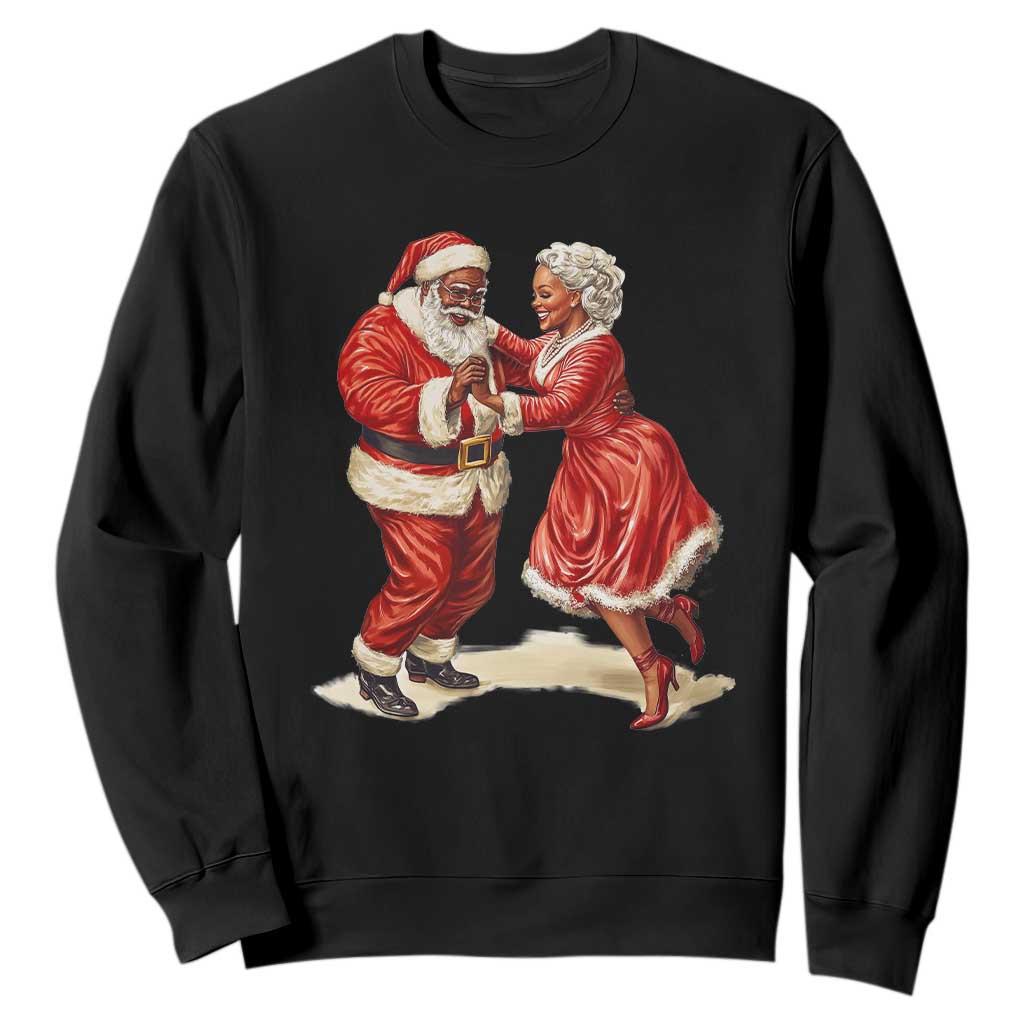 African American Christmas Black Santa Mr Mrs Claus Dancing Sweatshirt TS09