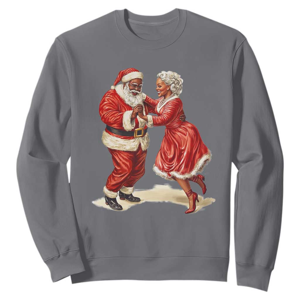 African American Christmas Black Santa Mr Mrs Claus Dancing Sweatshirt TS09