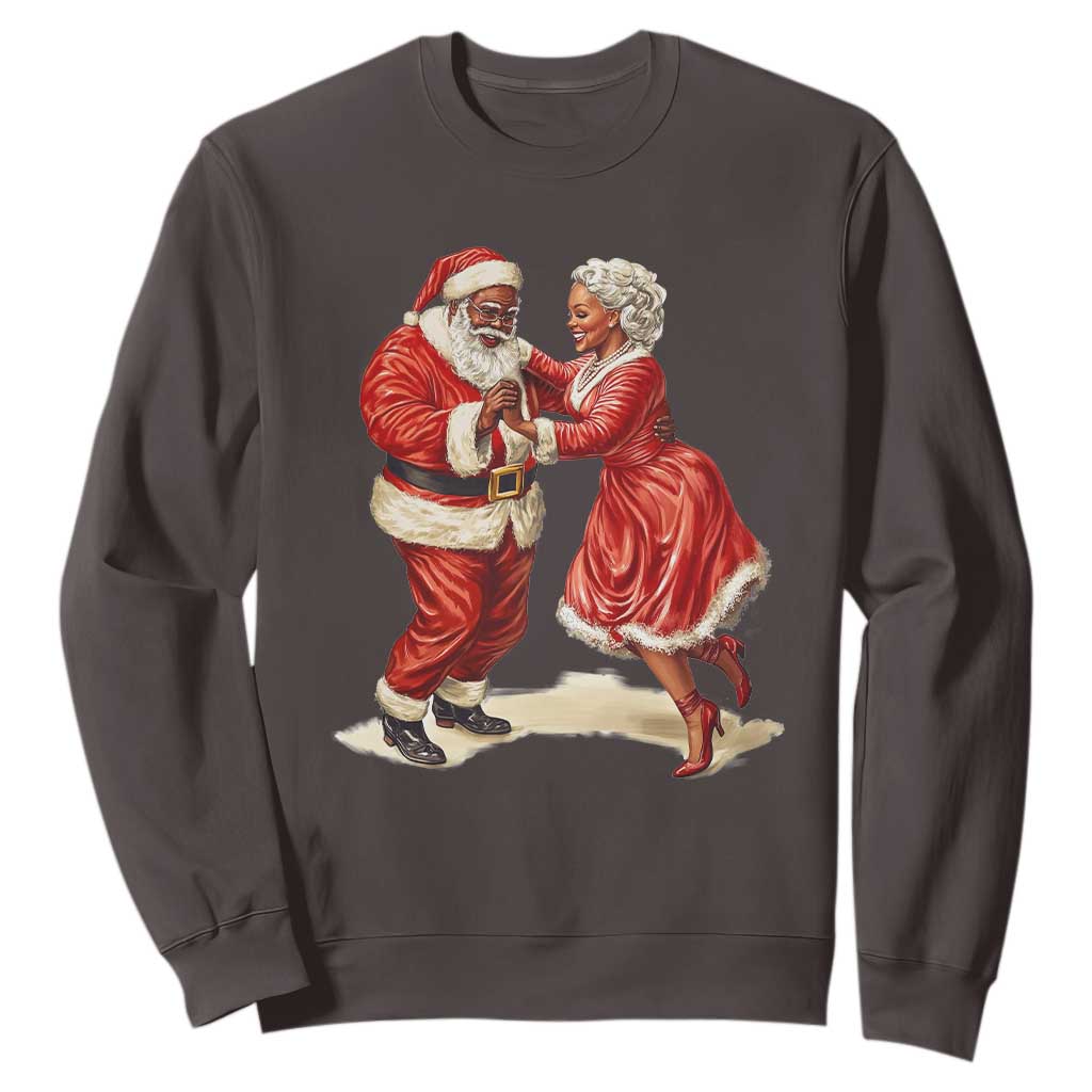 African American Christmas Black Santa Mr Mrs Claus Dancing Sweatshirt TS09