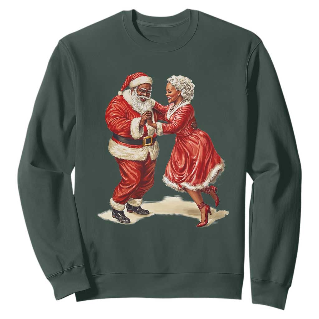 African American Christmas Black Santa Mr Mrs Claus Dancing Sweatshirt TS09
